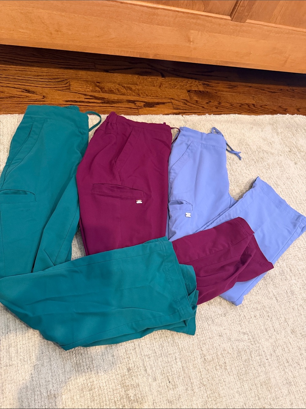 Grey's Anatomy Teal, Burgundy & Light Blue Scrub Pants - Women's